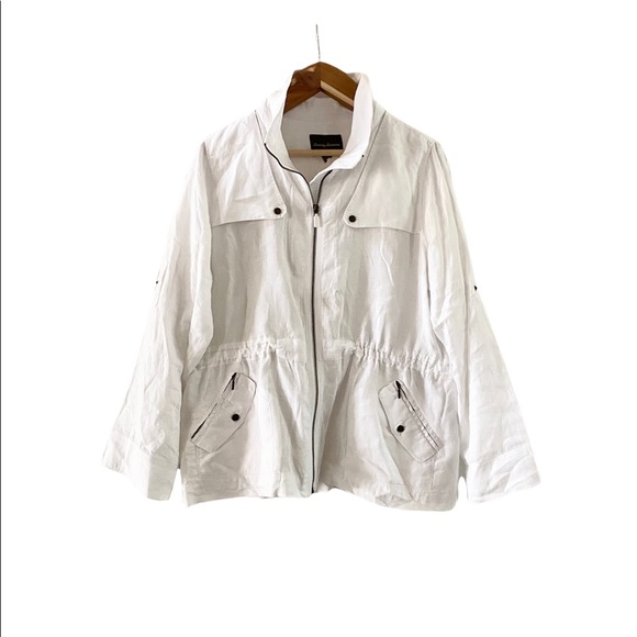 Tommy Bahama White Linen jacket top utility coat XL - Picture 2 of 8